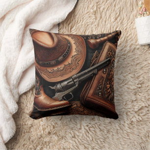Western trio: Hat, Boots, Revolver Kudde
