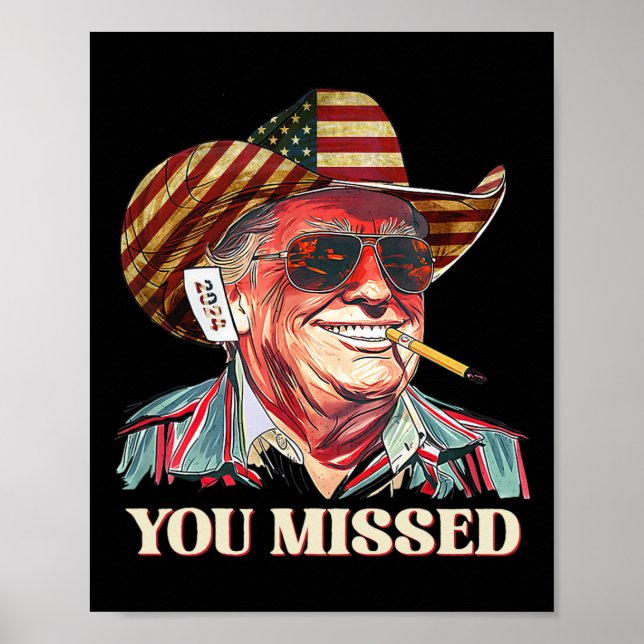 Western Trump Cowboy du missade American Flagga Co Poster (Framsidan)