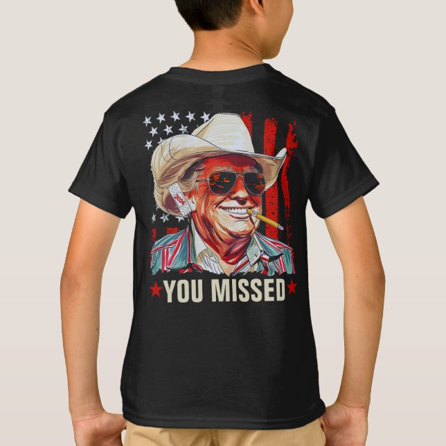 Western Trump Cowboy du missade Trump 2024 barn T Shirt (Baksida)