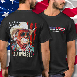Western Trump Cowboy Du missade Trump 2024 USA T Shirt