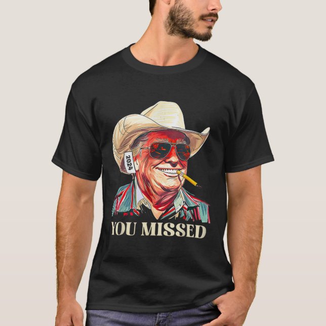 _western trumpecowboy du missat amerikansk Flagga T Shirt (Framsida)