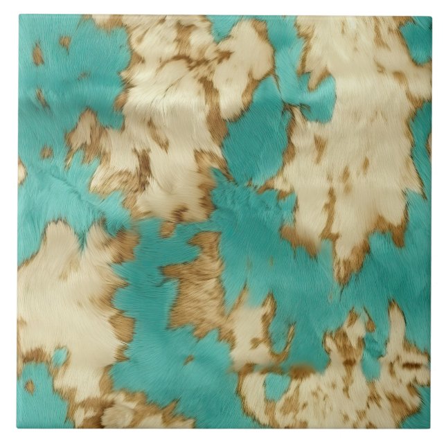 Western turkos Cream Cowhide Kakelplatta (Framsidan)
