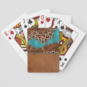 Western turkos Glitter Flourish Leather Leopard Casinokort