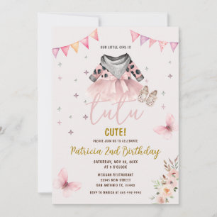 Western Tutu Cute Blommigt Girl Birthday Inbjudningar
