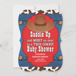 Western Twin Cowboys Baby Shower Inbjudningar