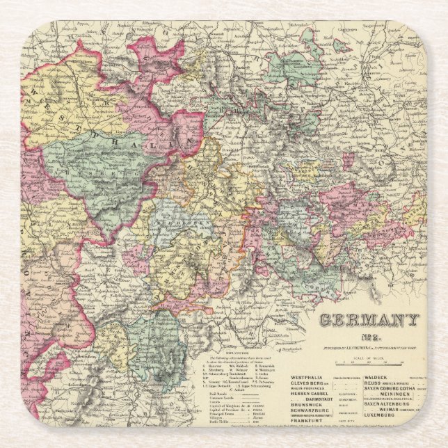 Western Tyskland 2 Underlägg Papper Kvadrat (Framsidan)