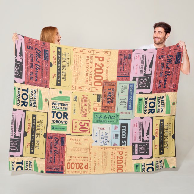 Western unik gammal cenima biljett Rustic-gåva Fleecefilt (På plats)