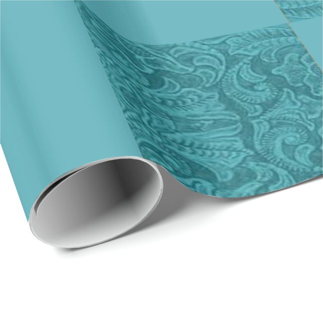 Western utskrift av turkblock av läder presentpapper (Rullad Hörn)