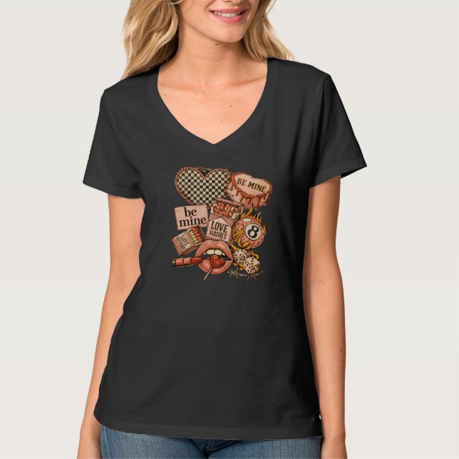 Western Valentines Day Collage T Shirt (Framsida)