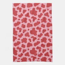 Western Valentines Day Cow Print Cowgirl Pink Red Kökshandduk