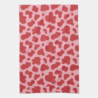 Western Valentines Day Cow Print Cowgirl Pink Red Kökshandduk