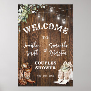 Western välkomstboots Hat Land Par Shower Poster