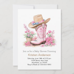 Western vattenfärg Dream Cowgirl Baby Shower Inbjudningar