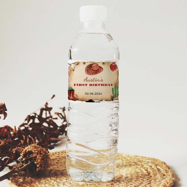 Western Vattenflaska för Rodeo Cowboy Birthday Vattenflaskor Etikett (Skapare uppladdad)