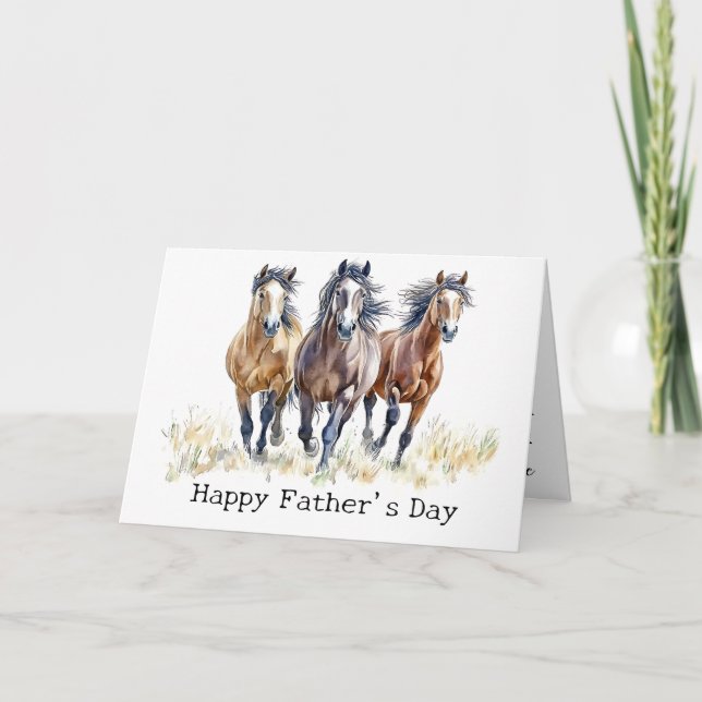 Western Vild och fri Mustang Horses Fars dag Tack Kort (Framsida)