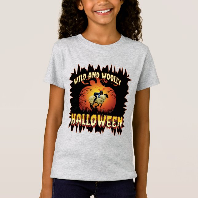 Western Vild och Wooly Mutton Buster Halloween T Shirt (Framsida)