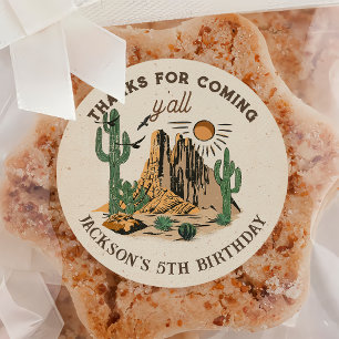 Western Vilda western Cowboy Birthday Sticker Runt Klistermärke