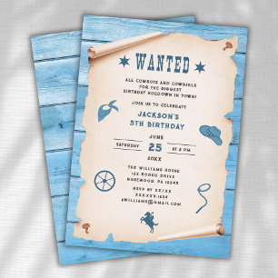 Western ville ha Blue Boy Birthday Inbjudningar