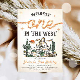 Western Vintage Desert Cowboy 1:a födelsedag Inbjudningar