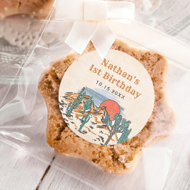 Western Vintage Desert Rodeo 1:a födelsedag Runt Klistermärke