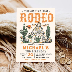 Western Vintage Desert Rodeo 2:a födelsedagen Inbjudningar