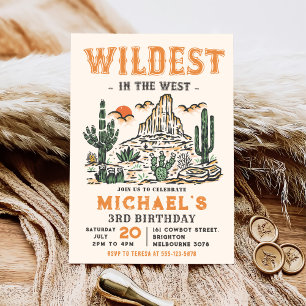 Western Vintage Desert Rodeo 3:e födelsedagen Inbjudningar