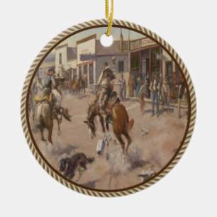 Western vintage julgransprydnad keramik