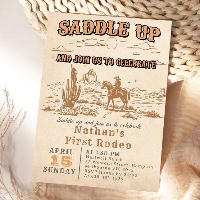 Western Vintage Rodeo Birthday Invitation  Inbjudningar (Skapare uppladdad)