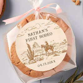 Western Vintage Rodeo Birthday Sticker Runt Klistermärke