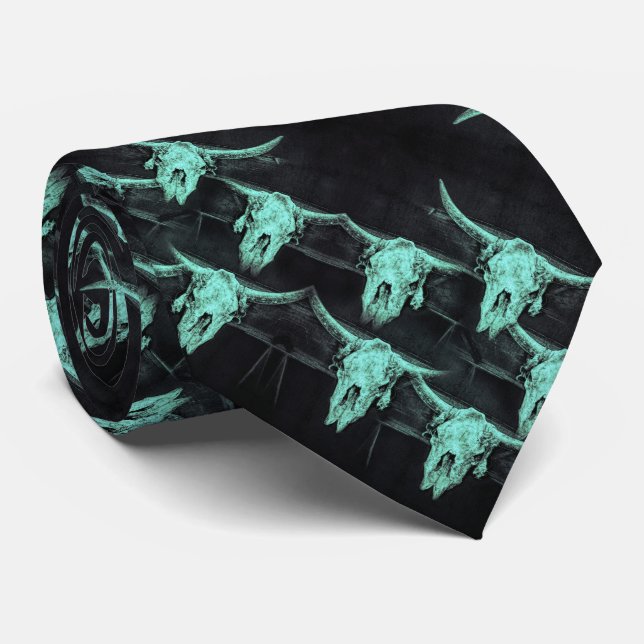 Western Vintage Teal Black Rustic Bull Skull Slips (Rullad)