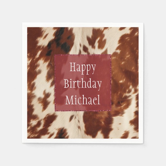 Western, vit, brun svart kowhide pappersservett (Framsidan)