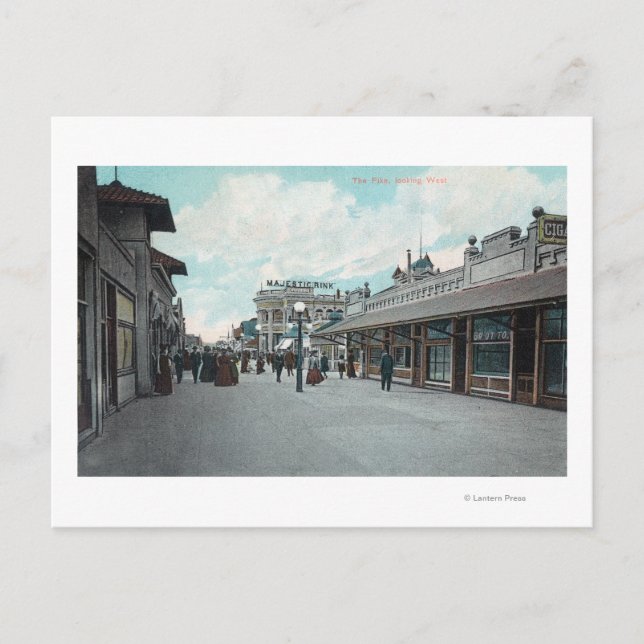 Western vy från PikeLong Beach, CA Vykort (Framsida)