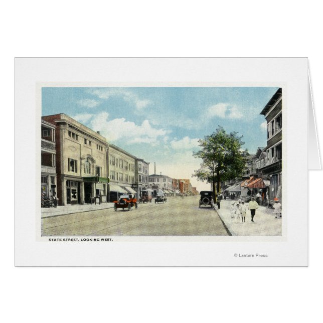 Western vy över State Street Hälsningskort (Framsidan Horizontal)