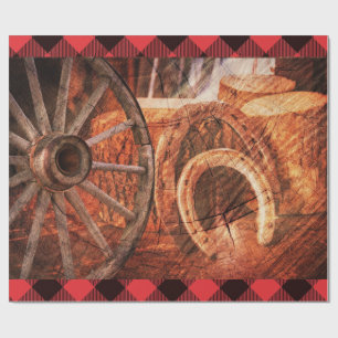 Western Wagon Wheel Horseshoes Rustic Presentpapper