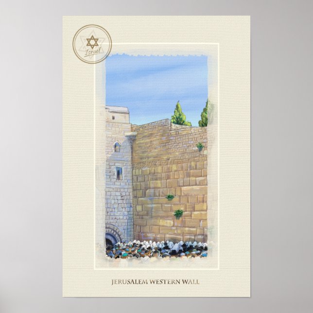 Western Wall KOTEL Jerusalem David Old City Art Poster (Framsidan)
