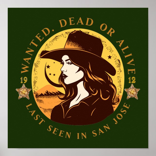 Western Wanted Cowgirl Poster (Framsidan)