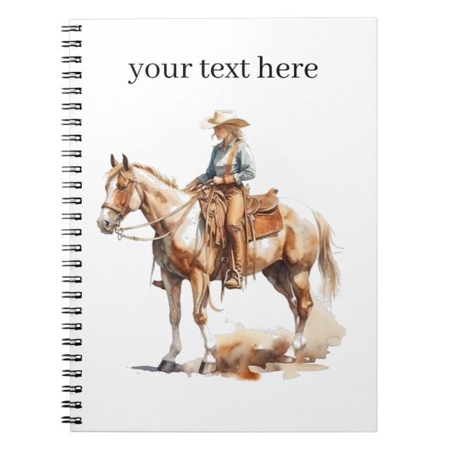 Western Watercolor Blonde Cowgirl, anpassningsbar Anteckningsbok (Framsidan)