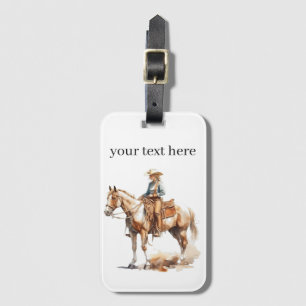 Western Watercolor Blonde Cowgirl, anpassningsbar Bagagebricka