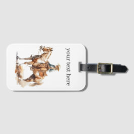 Western Watercolor Blonde Cowgirl, anpassningsbar Bagagebricka