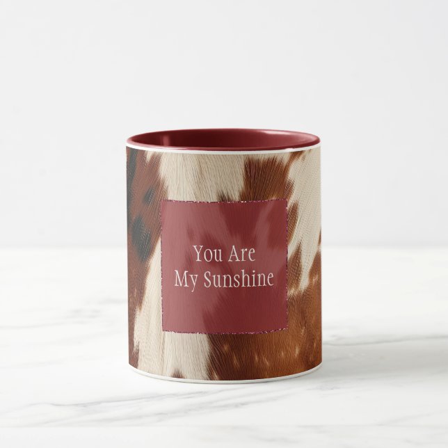 Western White Brown Black Cowhide Mugg (Center)