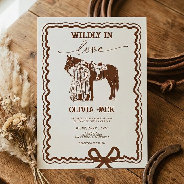 Western Wildly in love Hand Drawn Wedding Inbjudningar (Skapare uppladdad)