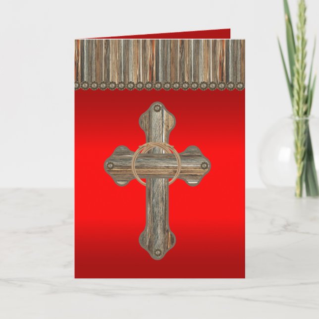 Western Wooden Kor Rope Barnwood Conchos Helgdag Kort (Framsida)