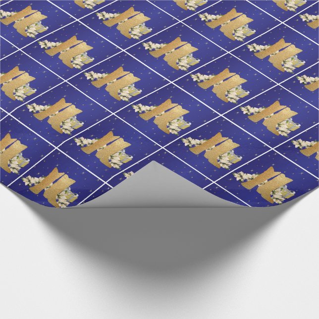 Western Wrap från Cowboy Boots och Poinsettias Hel Presentpapper (Hörn)