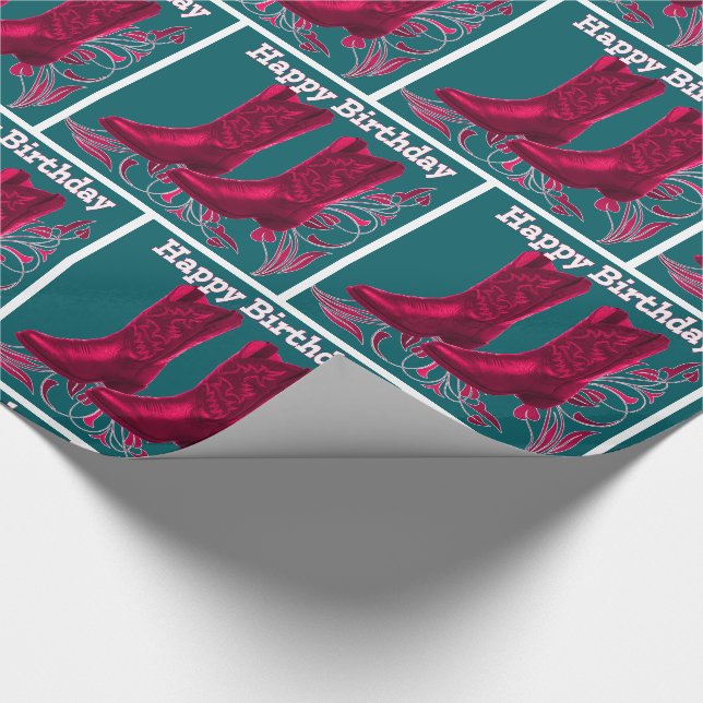 Western Wrap i CowboyBoots Grattis på födelsedagen Presentpapper (Hörn)