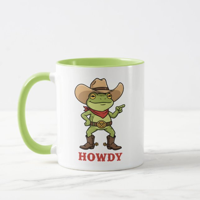 Western Yeehaw Frog Howdy Frog Funny Cowboy Meme Mugg (Vänster)