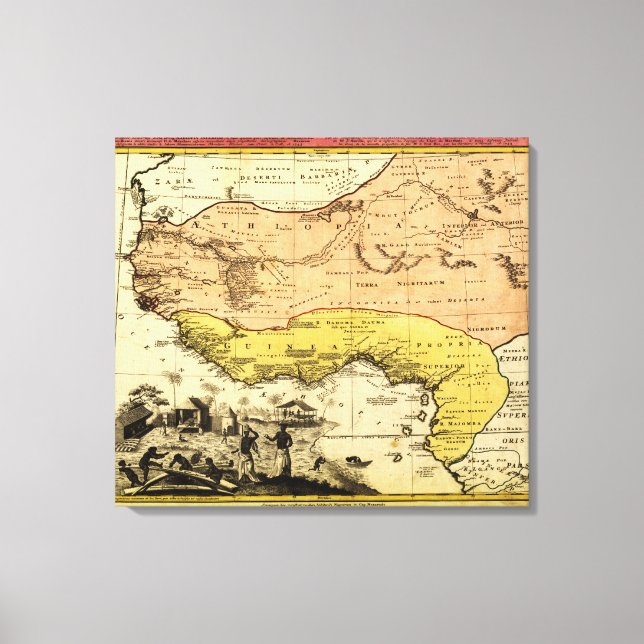 Westerna AfrikaPanoramisk kartaVästra Afrikan 3 Canvastryck (Framsida)