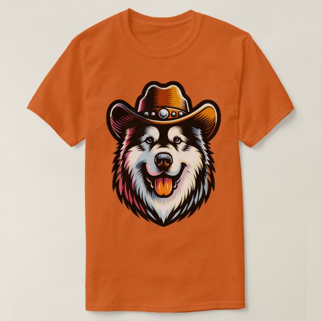 Westerna Alaska Malamute Cowboy Hund TShirt T Shirt (Design framsida)