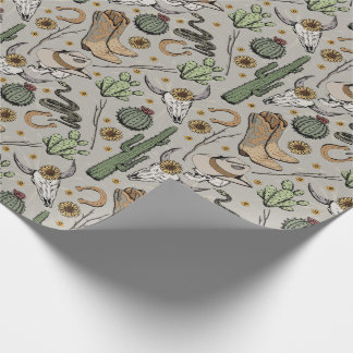 Westerna Americana Laughing Cowboy Skull och Cactu Presentpapper