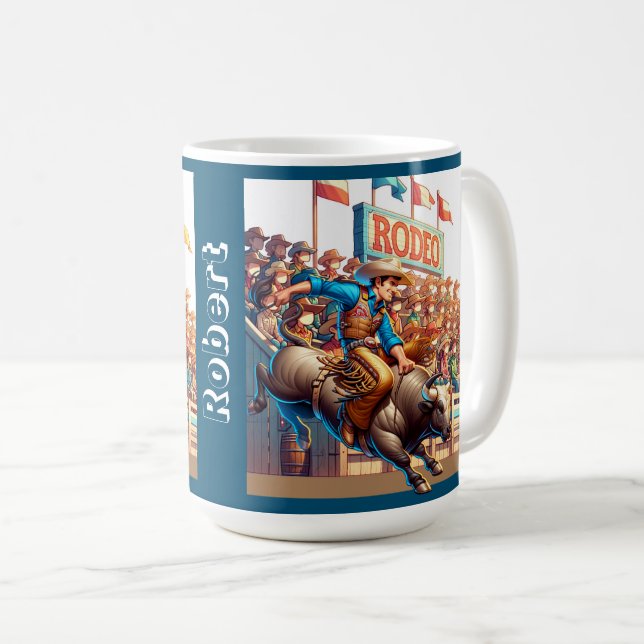Westerna Anpassningsbarna Rodeo Cowboy Bull Riding Kaffemugg (Framsida höger)