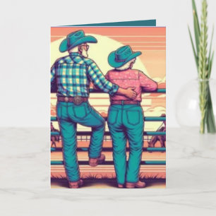 Westerna Anpassningsbarna Rodeo Cowboy Cowgirl Kort